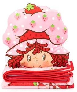 Jay Franco Strawberry Shortcake Pink Strawberries Galore Nogginz Set 40x50 Blanket & Pillow