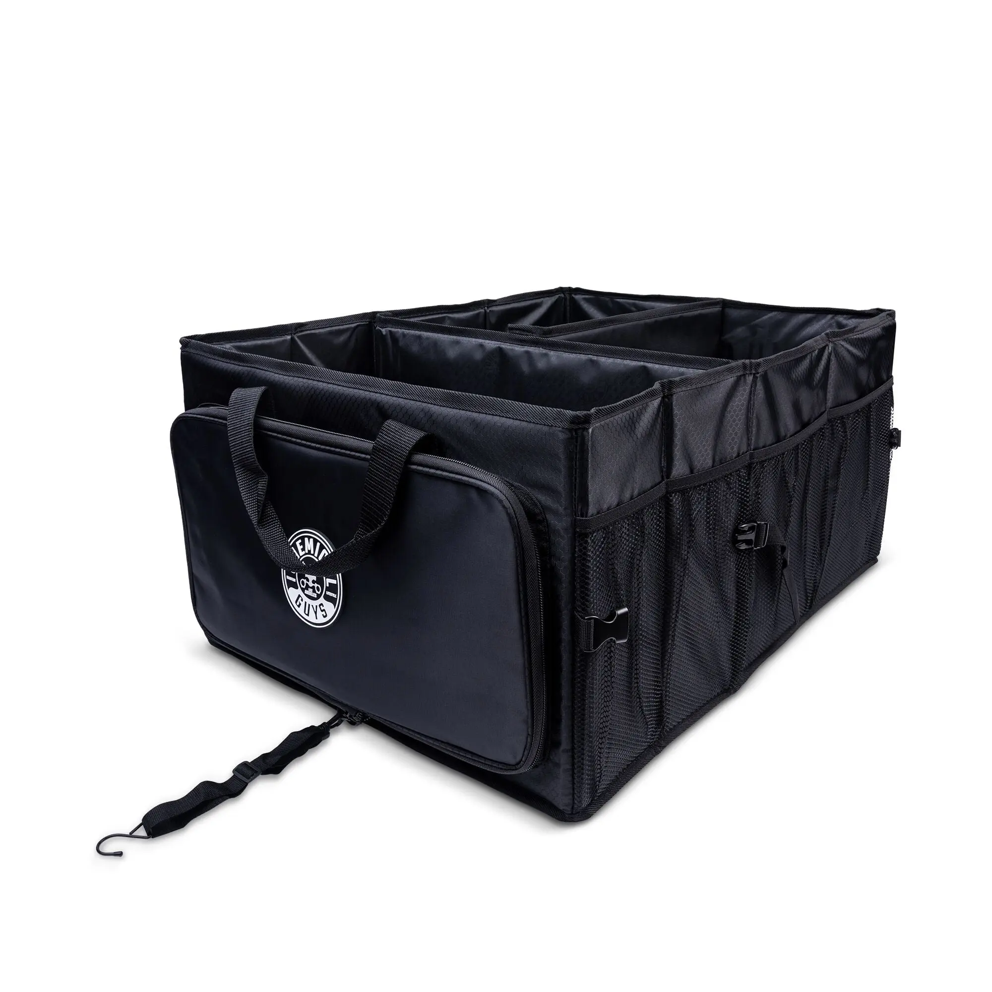 Chemical Guys Ride Along Large Polyester Cargo Organizer Stowing & Tidying - Heavy-Duty Collapsible Removable Car Interior Accessory with Multiple Compartments, Reinforced Sides, Non-Slip Bottom for Car Detailing Products, Long Drive Trunk Organisers, Por