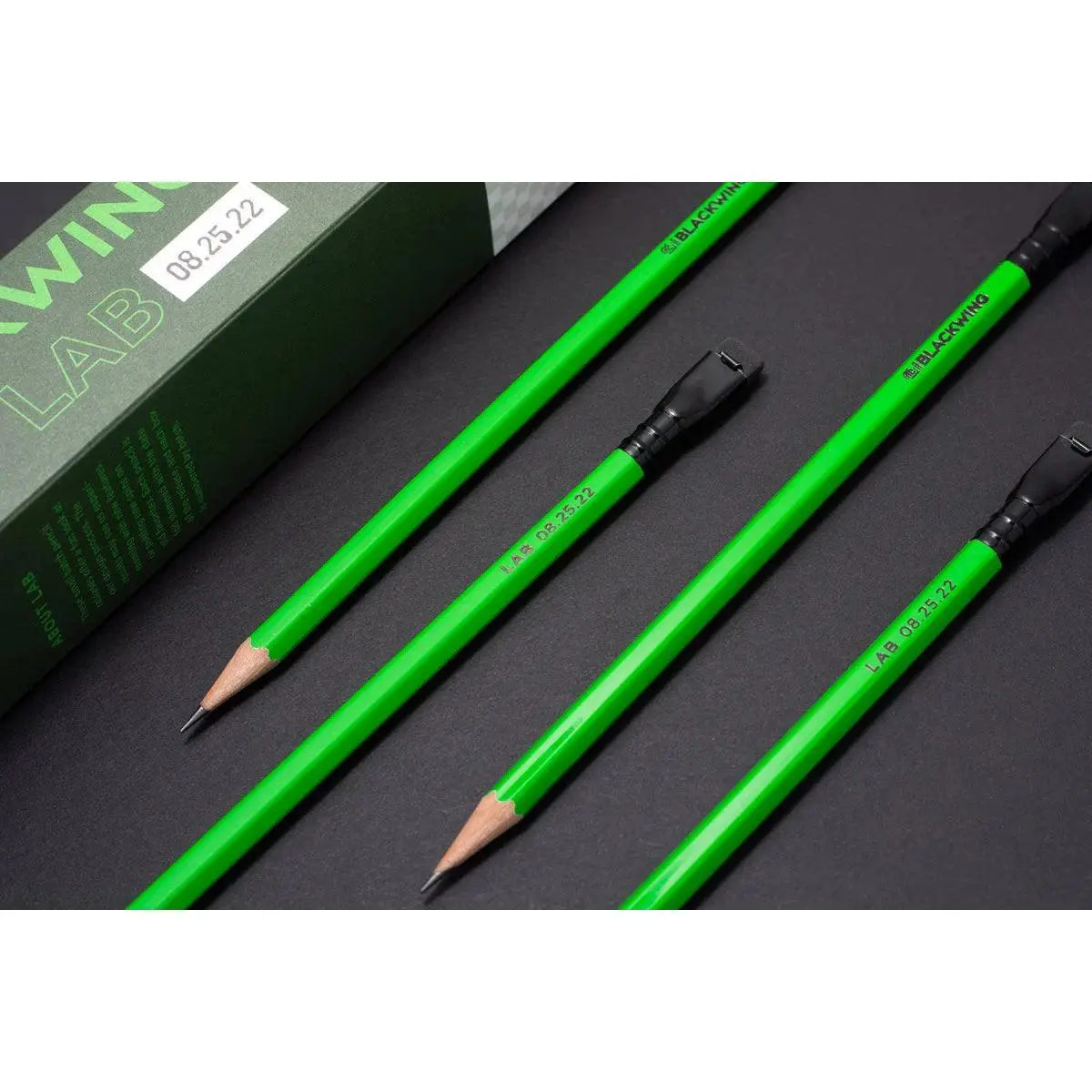 Blackwing Batch Numbered 08.25.22 Graphite Pencils - 12-Pack Adult Collectibles, Balanced Graphite, Black Clip, Gloss Matte, Foil Stamped with Release Date, Individually Numbered Box Office Stationery Writing Tool, Chroma Key, Digital Overlay