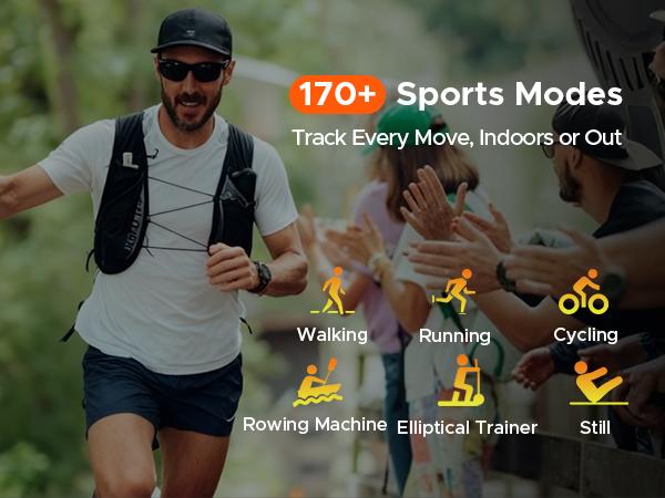 Anywise W1 AI Waterproof Sport Smartwatch, 1.43" AMOLED Touchscreen Display, Dual-Band GPS Smartwatch, 170+ Sports & Fitness Modes, 5ATM Waterproof Smartwatch