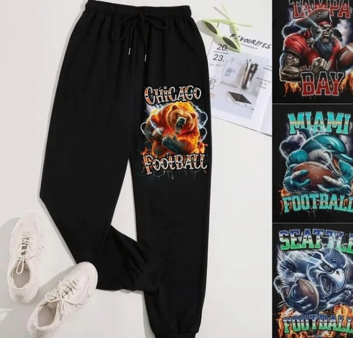 All Team Football Vintage Graphic Throwback Black Color Sweatpants, Vintage Football Retro Style Casual Unisex Pants, Sport Sweatpants undefined For Men, For Women, Trendy, Best Gift 7LMI0