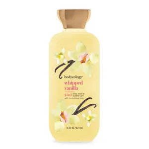 Bodycology Whipped Vanilla 2 in 1 Body Wash & Bubble Bath with Moisturizing Shea Butter 16 fl oz for Luxurious Cleansing and Relaxing Scent