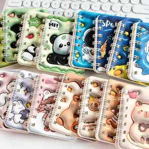 4-Pack A7 Coil Notebooks, Portable Pocket Edition, Student Cartoon 3D Effect, Office Use, Thick Anti-Ink Writing, Mini Diary, Travel Diary Notebook, Gift Idea