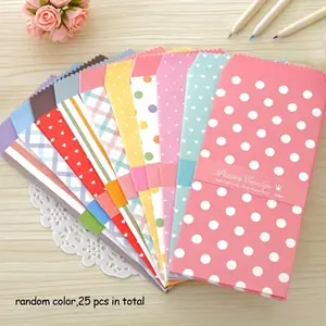 Set of 25 Colorful Envelopes, Size 3.35 X 17.5 Cm, Includes 10 Cute Designs, Perfect for Invitations, Gift Cards, Postcards