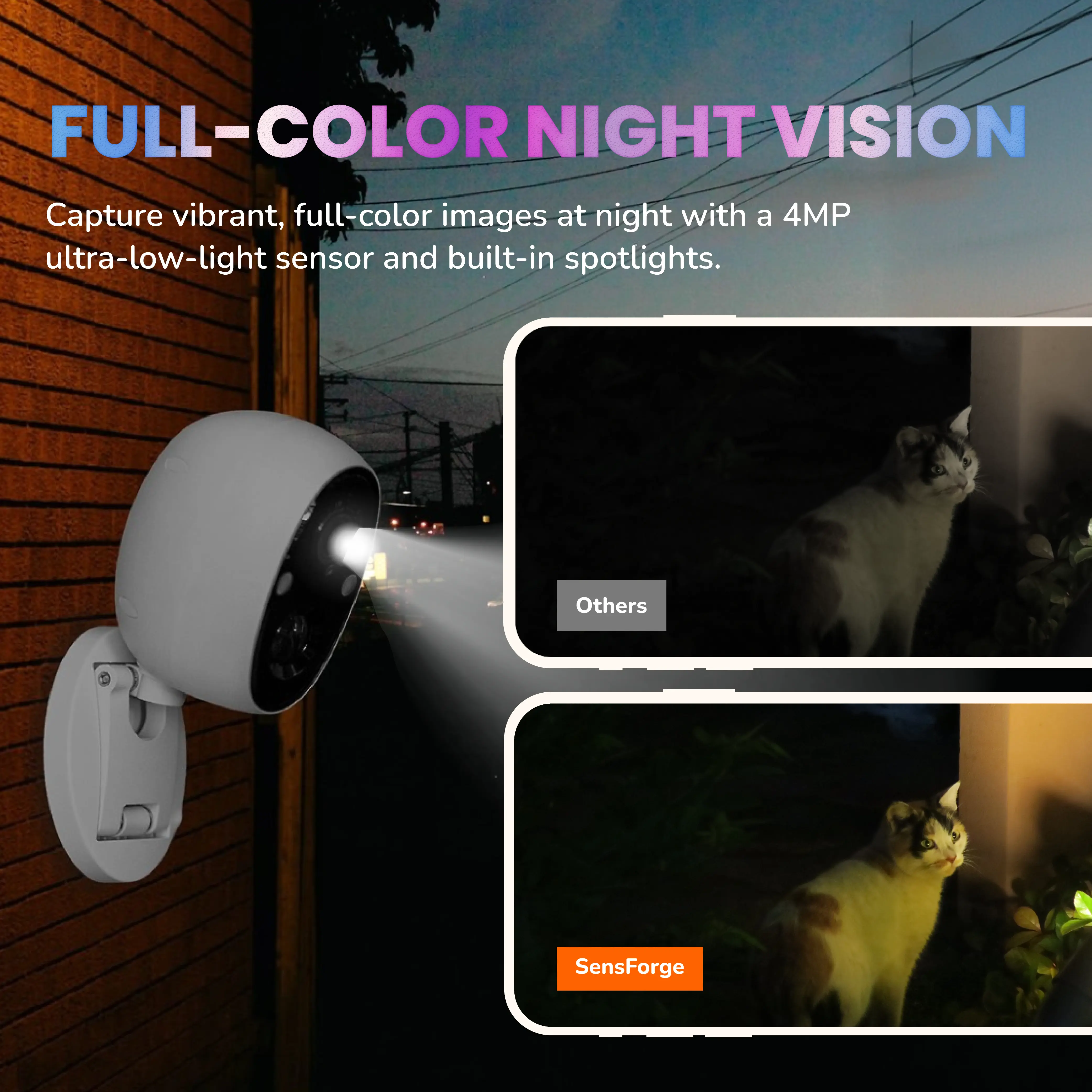 SensForge 2.5K Magnetic Security Battery Camera, Dual-Band WiFi Free AI Human & Pet Detection, Spotlight Color Night Vision, Magnetic Mount, Optional AI + Storage Upgrade  reliable surveillance camera summervibes☀️