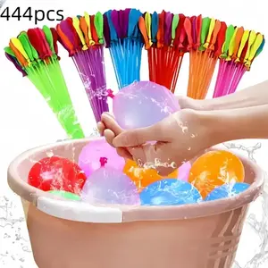 444Pcs Random Color Reusable Water Balloons, Quick Fill Self-sealing Water Bomb, Summer Outdoor Pool Party Supplies, Perfect for Kids Family Birthday Wedding Graduation Water Play
