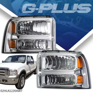 Super Duty Amber Corner Clear/Chrome Headlights Fit For 2005-2007 Ford F250 F350 G-PLUS