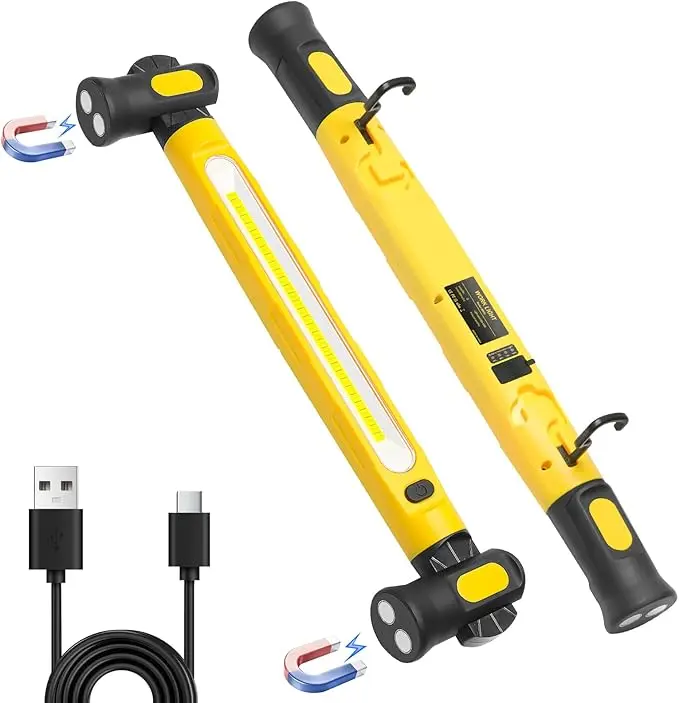 3000LM Magnetic Under Hood LED Work Light Bar, 5200mAh Cordless Rechargeable Mechanic Light with Hooks for Garage & Car Repair