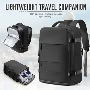 WEPLAN Lightweight Travel Backpack for Women/Men with Shoe Compartment, Carry-on Backpack for Airplane Use, Anti-Theft Travel Bag, Waterproof Travel Business Backpack with Laptop Compartment and Multiple Compartments