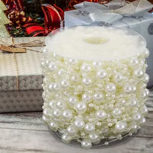 Artificial Pearl Garland Bead Chain pearls beading 33 Yards/98 Feet for DIY Crafts, Perfect for Christmas, Weddings, Bouquets and Party Decorations, DIY Beads