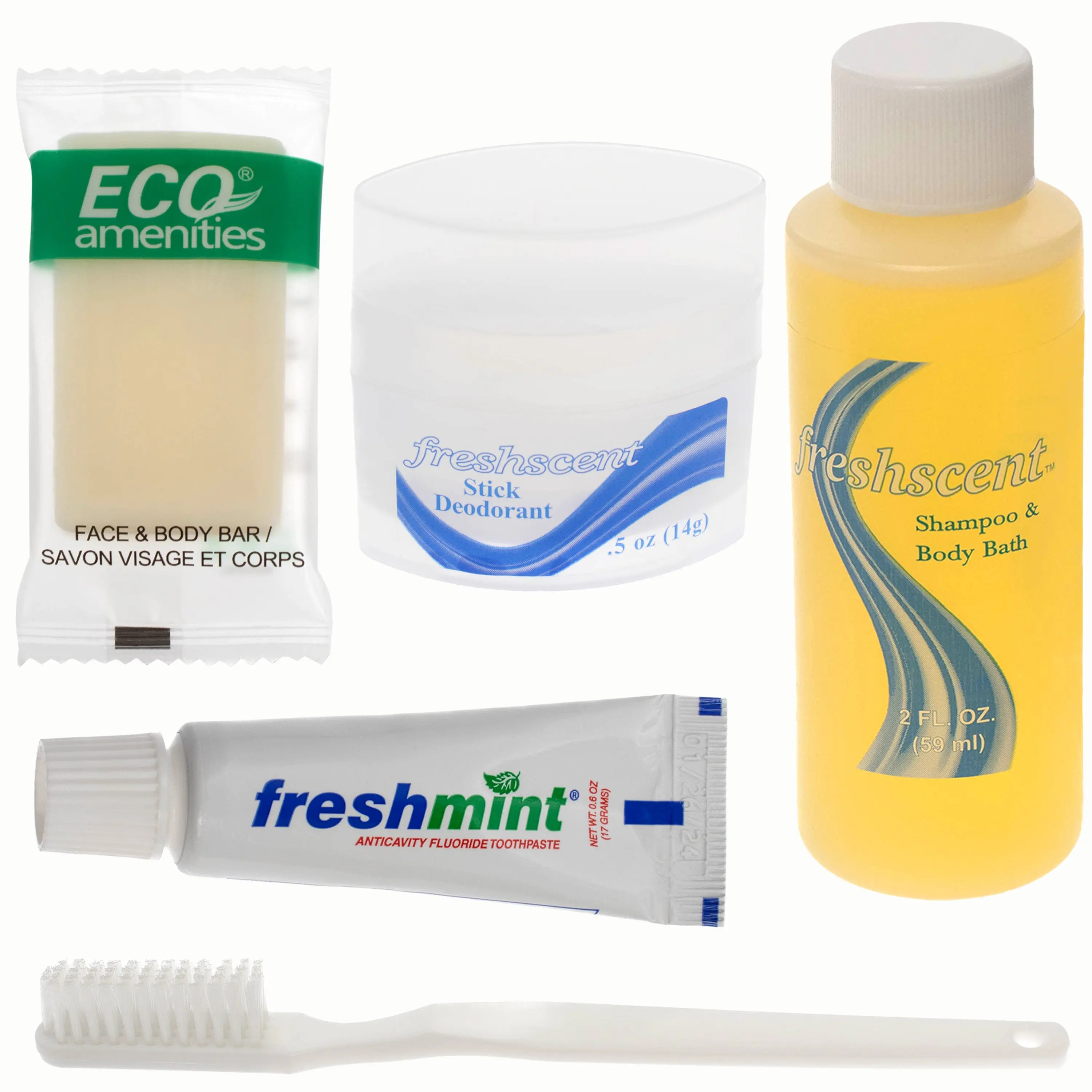 5 Piece Wholesale Hygiene Kits - Travel, Rentals, Homeless - Bulk Case of 96