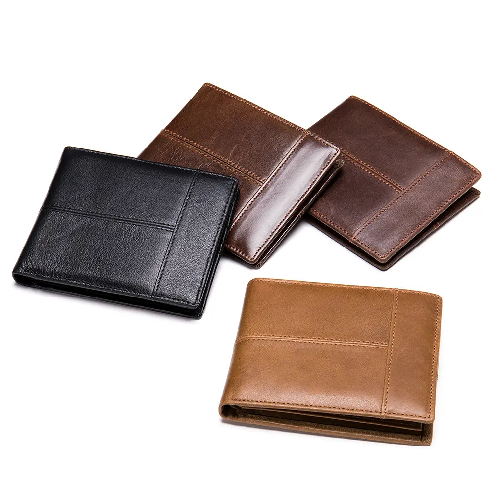 Men's Minimalist Vintage Genuine Leather Bifold Wallet - RFID Blocking, High-Capacity Cowhide Card Slots, Coin Pocket - Ideal EDC for Fathers - Suitable for Business, Casual Settings