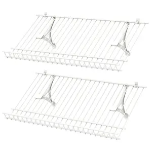 COSTWAY - Closet Shelves Wall Mounted Set of 2 Metal Wire Shoe Racks