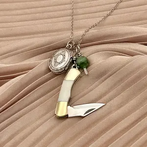 Mini Billie Locket Necklace-Emerald-Bone Inlay