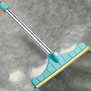 Pet Hair Carpet Rake – Adjustable Long Handle Stainless Steel Manual Reusable Deep Cleaning Tool for Rugs and Carpets, Easily Removes Embedded Dog and Cat Fur, Lint and Dust from Household Surfaces