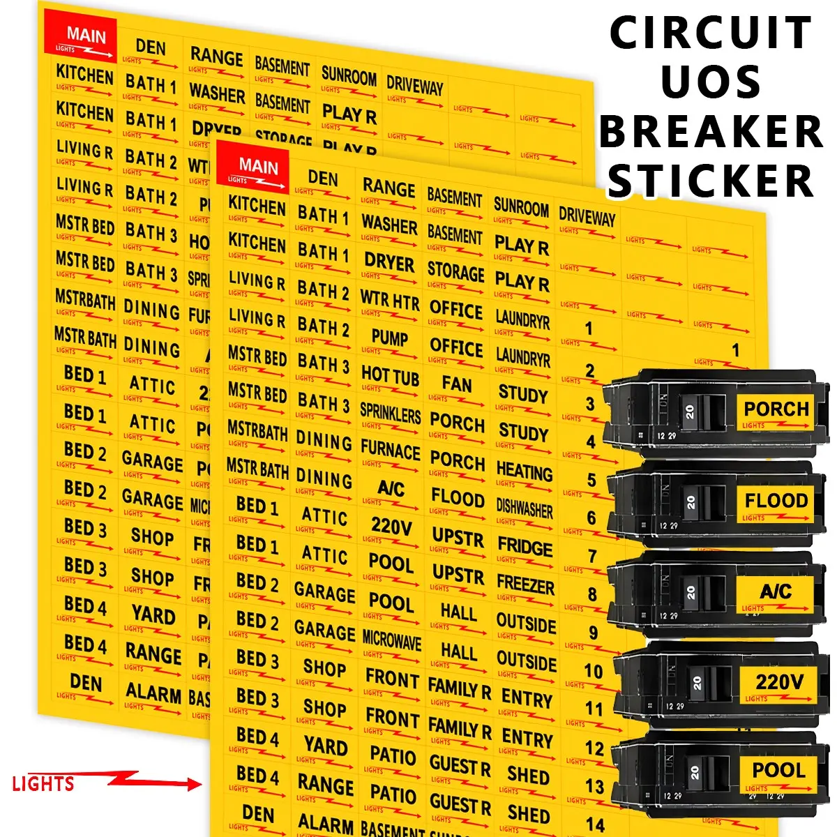 129 Pcs Circuit Breaker Box Labels Waterproof Fuse Box Stickers 7.28 X 6.5 Inches Plug and Light Switch Directory for Home Office Electrical Panel Self Adhesive Label Sticky Labels