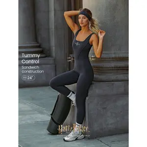 GLOWMODE X Harry Potter  24" FeatherFit™ Sweat-Wicking Soft Stretchy Tummy Control Open U-Back Graphic Bodysuit Onesie Low-Impact Yoga Pilates Barre Studio Daily Casual Wear