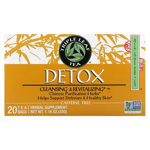Triple Leaf Tea Detox, Caffeine Free, 20 Tea Bags, 1.16 oz (33 g) Triple Leaf Tea Detox, Caffeine Free, 20 Tea Bags, 1.16 oz (33 g)