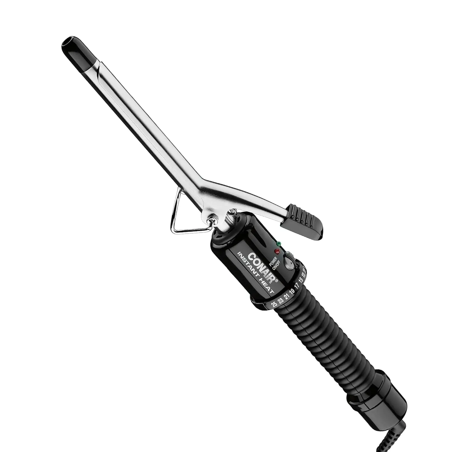 Conair Instant Heat 1/2 Inch Curling Iron - Smooth, Adjustable, Lightweight Daily Styling Tool with 25 Heat Settings, Clamp, Comfortable Handle, Dual Voltage Travel Design for All Hair Types, Black, CD80GNR, Heat Control