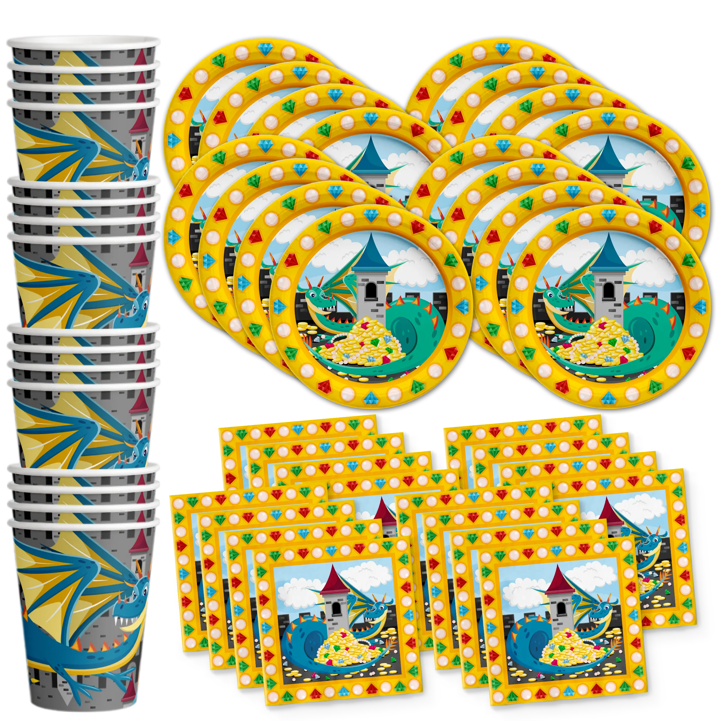 Mythical Dragon Birthday Party Tableware Kit For 16 Guests