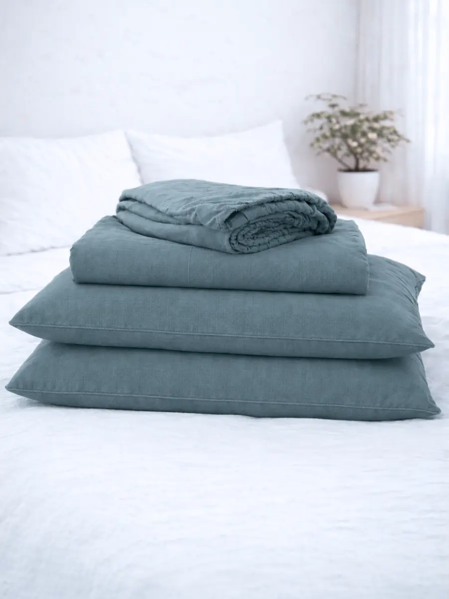 Harbor Blue 100% Flax Linen Sheet Set
