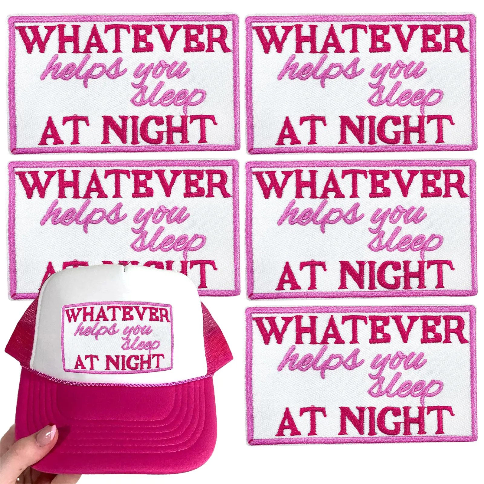 CY 5PCS Iron on Patches Tucker Hats Funny Phrase Embroidered Appliques DIY Accessories for Clothing Bags Jackets Jeans Backpacks