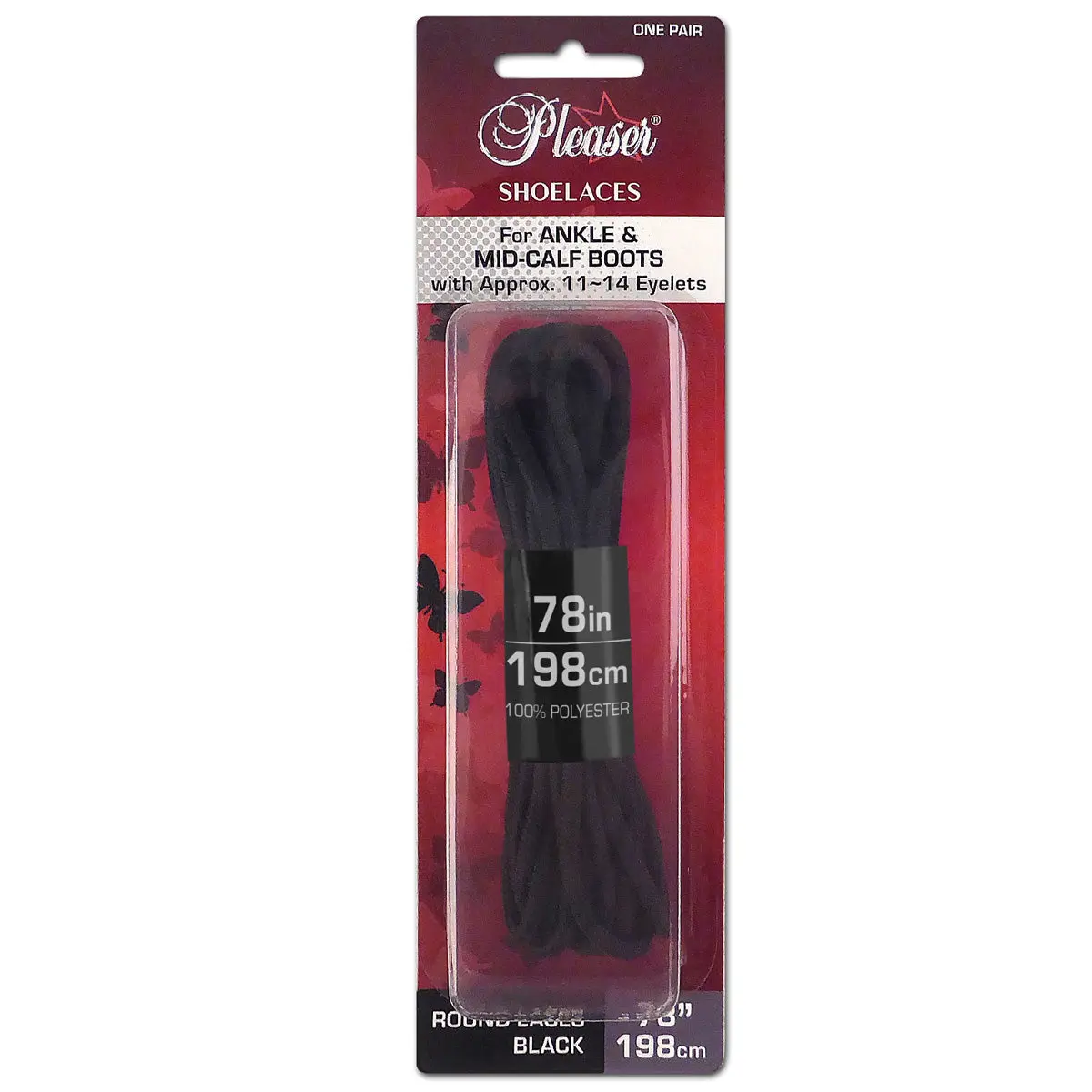 Round Black Cord Shoelaces, 6ft 6in, Durable Lace-Up Replacements for Ankle Boots & Boot Lacing, Black Lace-Up Laces Shoelaces