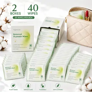 AquVryne Flushable Wipes, Mini Wipes for Travel & Hygiene, Individually Wrapped Full-Size Wipes, Mini Toiletries For Purse, Ph Balance & Alcohol Free & Odor Control, 20/40 Packs
