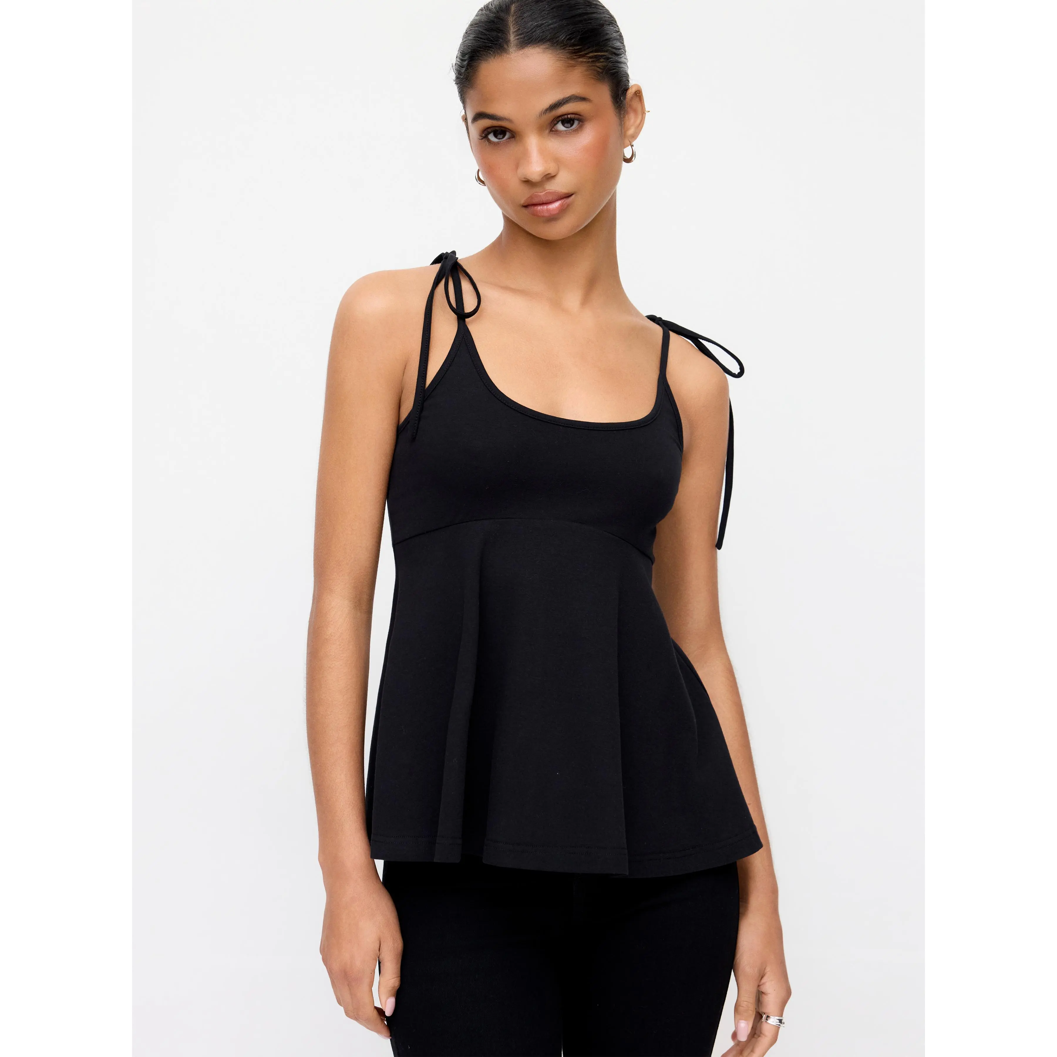 shirred tie up front crop top - TikTok Shop
