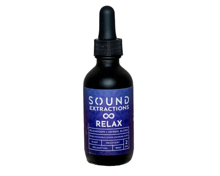 Sound Extractions Relax Blend - Organic Reishi & Passion Flower for Calm & Tranquility - USDA Certified Vegan Friendly - 60ml Liquid Extract