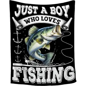 Fishing Gifts for Men Fish Blanket for Boys Soft Warm Flannel Fleece Throw Blanket for Couch Fishing 40"x50" for Kids