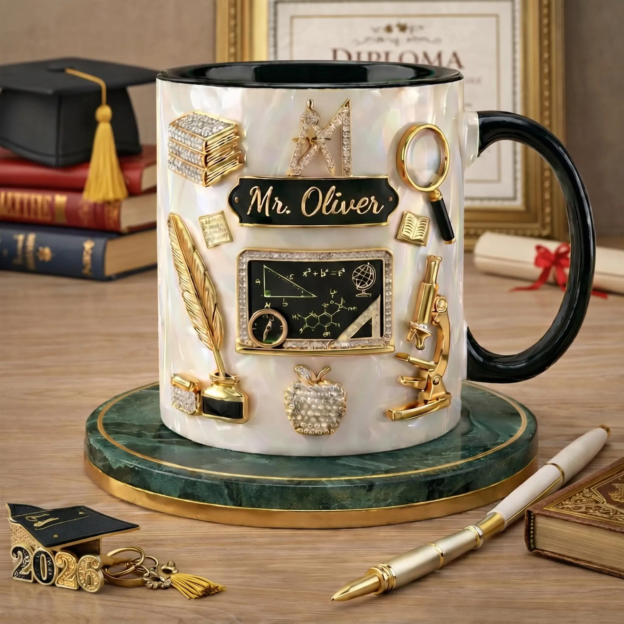 [Custom Name]Custom Name Teacher Mug, 3D Effect Teacher Appreciation Gift, Personalized Teacher Coffee Mug, Back to School Gift, Teacher Life Cup 2D Print 3D Effect 2D print 3D Effect