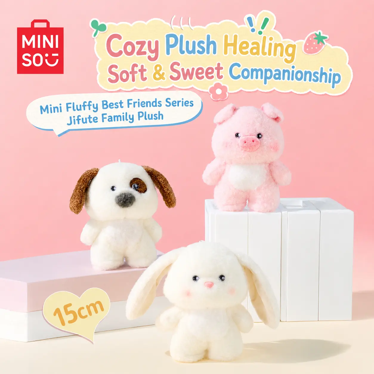 Mini Fluffy Buddies Series - Gift Family Dog Plush Doll, Soft Stuffed Toy, Cute Desk Ornament & Birthday Gift, Back To School