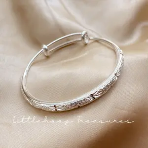 Kids bracelet toddler bangles, silver adjustable bangles for kids