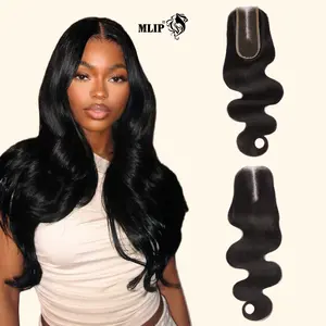 MLIP 2x6 HD Lace Closure Body Wave Straight Skin-Like Human Hair Soft Natural Durable Lightweight Hair Extension for Stylish Individuals