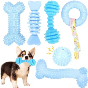 6/8 Pack Dog Chew Toys for Puppy,Cute Blue/Pink Small Dog Toys Set,Teething Toys for Puppies,Soft Durable Interactive Chew Toy for Small Dogs,Christmas Party Valentine's Day Gifts,Hand Tools Kits