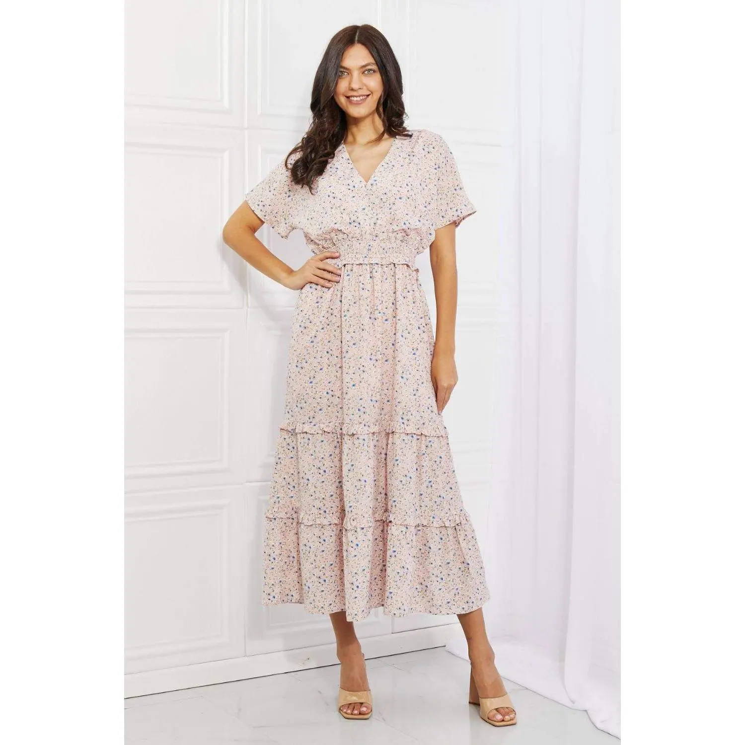 HEYSON Sweet Talk Kimono Sleeve Maxi Dress in Blush Pink