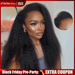[WEAR GO HALF WIG] ISEE HAIR Invisible Hairline Wear Go Half Wig Kinky Straight & Yaki Straight Seamless Flip Over Wig Glueless Human Wigs Beginner Friendly Vacation Hair #TikTokShopHolidayHaul  #halfwigtok
