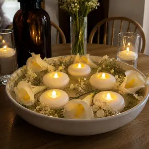 ORADO 2.36” Small Floating LED Candles - 12 Pack Waterproof Flameless Tea Lights, Cozy Flickering Warm White Vibe for Bathtub, Inflatable Pool, Church, or Wedding Party summervibes