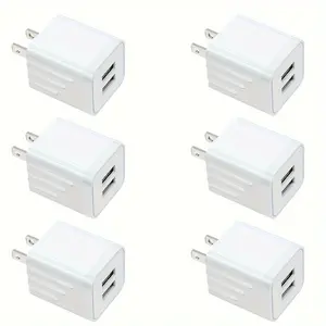 USB Wall Charger, 2.1A Dual Port USB Plug Power Adapter Charger Block Plug Cube For IPhone 15/14/13/12/Pro/Pro Max/Xs/XR/X/8, Galaxy S22 S21 & More