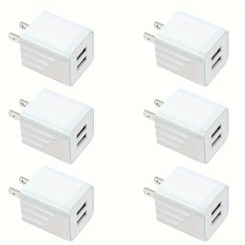 USB Wall Charger, 2.1A Dual Port USB Plug Power Adapter Charger Block Plug Cube For IPhone 15/14/13/12/Pro/Pro Max/Xs/XR/X/8, Galaxy S22 S21 & More
