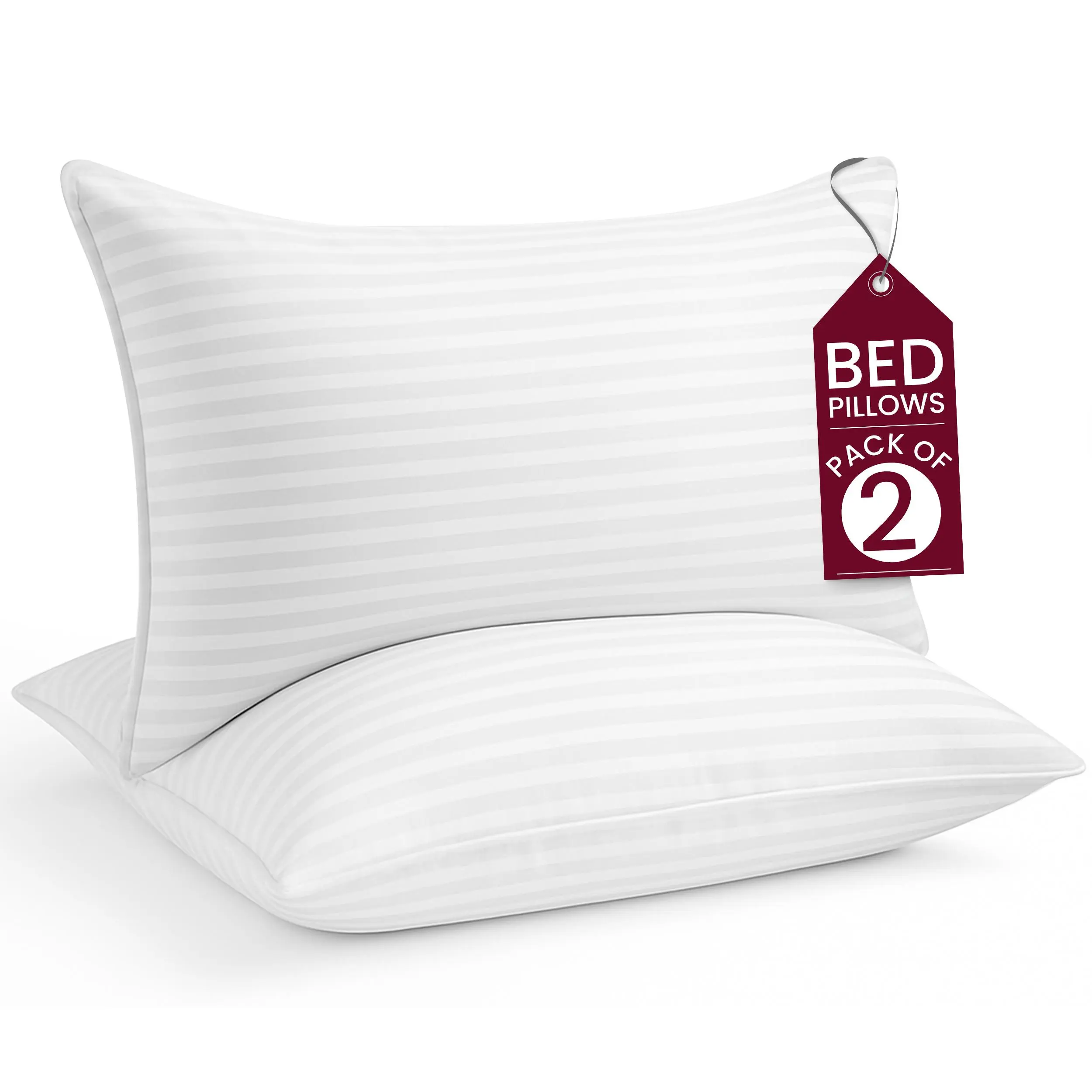 Hannah King Size Pillows 2 Pack – Hotel Collection Bed Pillows with Soft Fluffy Support – No-Shift Design for Side, Back & Stomach Sleepers – Luxury Down Alternative Sleeping Pillows