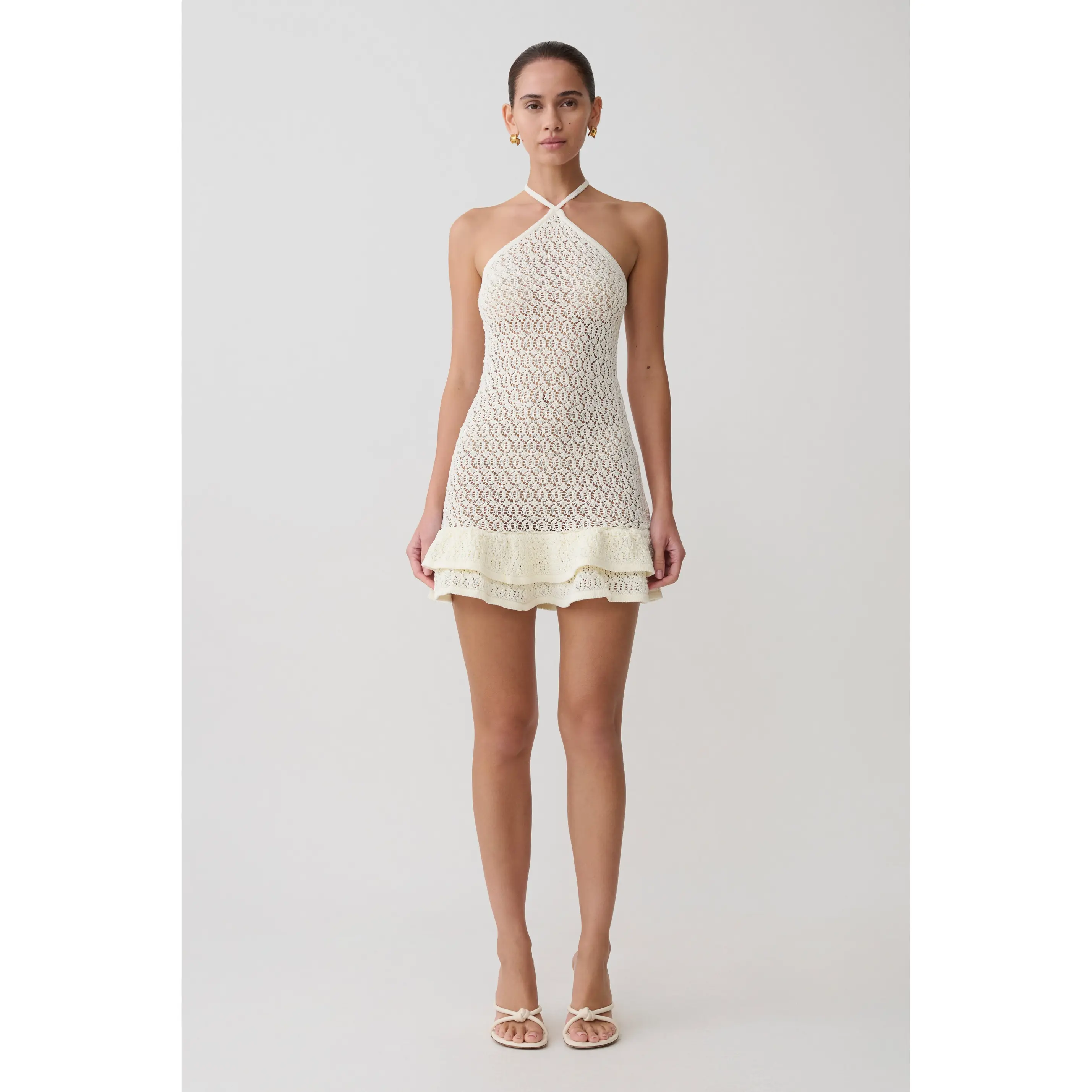 Carrisa Crochet Knit Mini Dress - White
