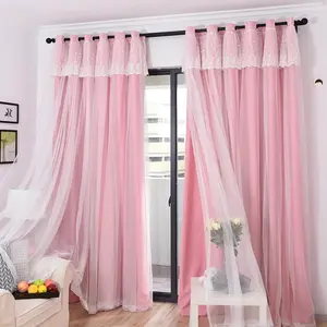 2pcs Classic French Romantic Double Layer Sheer Curtains, Window Curtain, Window Hanging, Home Decoration Curtain, Elegant Home Decor for Living Room & Bedroom, Soft Lightweight Fabric