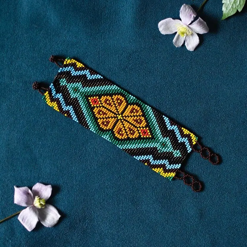Marietta - Floral-Inspired Beaded Bracelet with Artistic Flair - Handmade by Native American Artisans - Mother Sierra