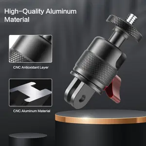 Compatible with GoPro 13 and Insta: Aluminum alloy dual-mount adapter to 1/4-inch screw for expansion mounts, with 360-degree rotation, Camera Mount