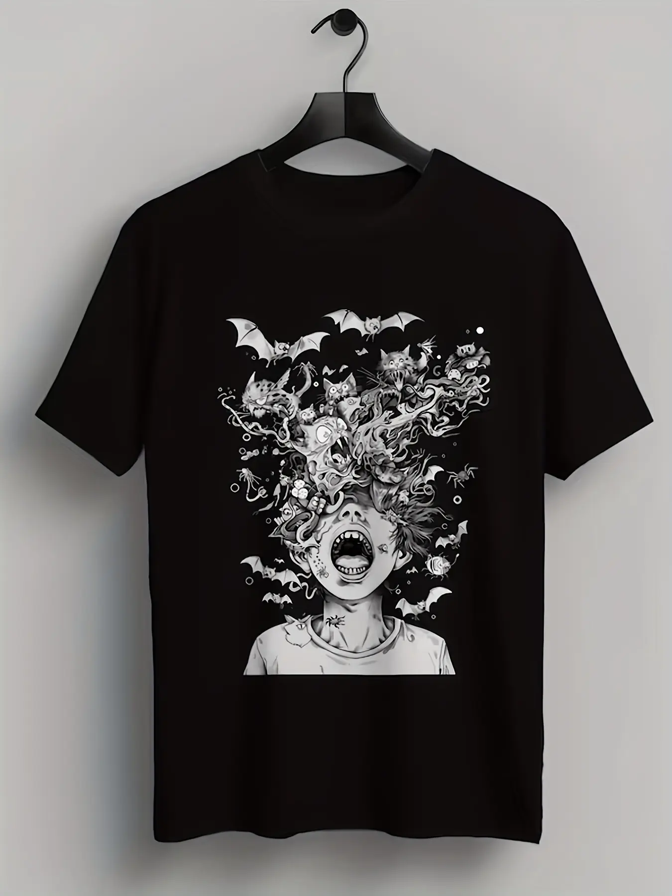 Weirdcore Horror T-Shirt| Aesthetic Goth Clothing with Geometric Patterns, Eerie Aesthetic, Comfortable, Slight Stretch, Suitable for Year Round Wear, Regular Fit for All Body Types, Breathable, Sweat-Wicking, Soft, Perfect for Daily Commutes