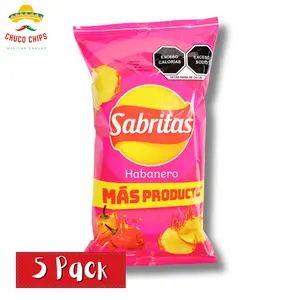 Sabritas Habanero| 5 Pack | Authentic Mexican Snack | Crunchy Spicy Snack Chips | Authentic Mexican Chips & Snacks by Chuco Chips