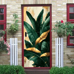 2pcs Tropical Monstera Leaf Wall Stickers Nordic Ins Style Green Plant Decor Self Adhesive Waterproof Removable Living Room Bedroom Background Wall Art Decoration Large Size Botanical Pattern Wall Decal