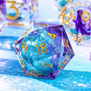 22mm Liquid Core D20 Dice, Polyhedral Dice, Handmade Resin Sharp Edged Multisided Die, Suitable for Dungeons & Dragons Tabletop Games